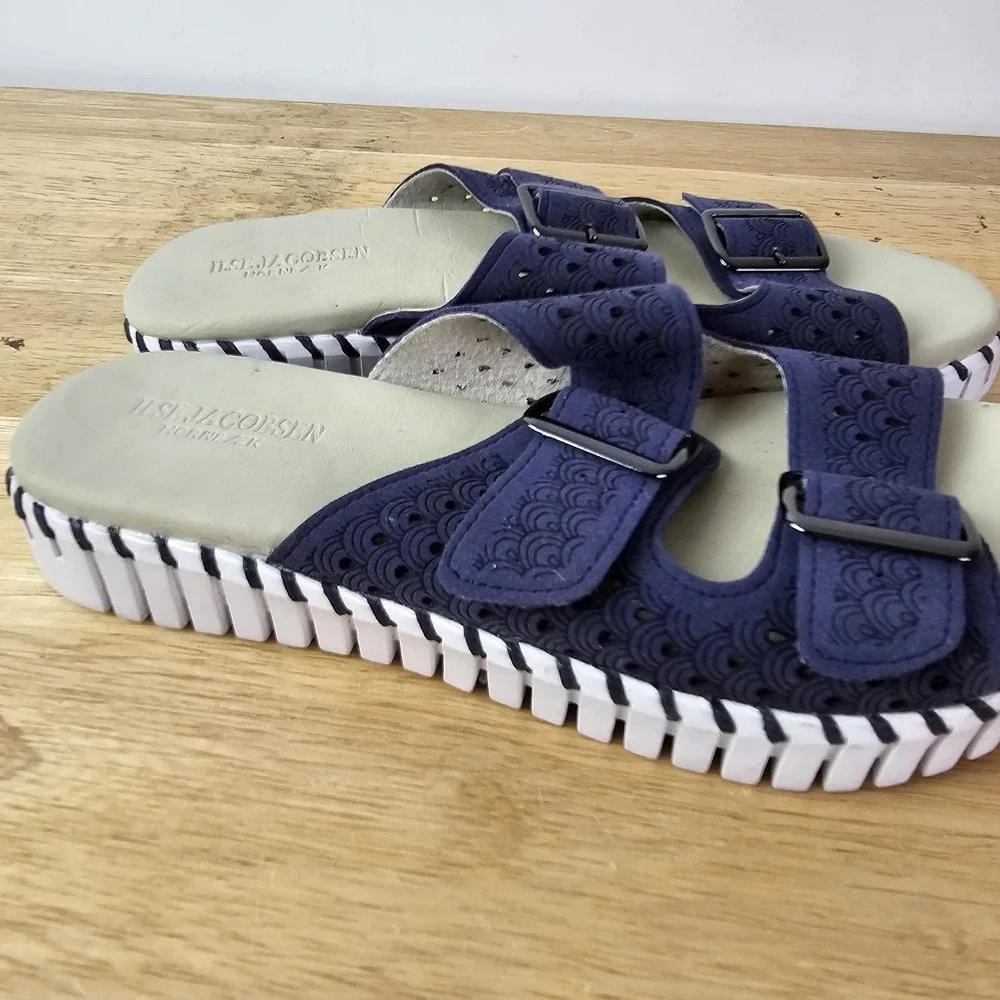 Ilse Jacobsen Tulip Purple 2‎ Buckle Sandals Womens EU 37 Size 7 Comfort Shoes